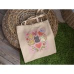 Ninastore Üç Renkli Kedi Tote Çantası - Sevimli Tote Çantalar, Estetik Tote Çanta, Tote Çanta, Kanvas Çanta, Tote Çanta, En Iyi Kitap Çantası, Alışveriş Çantası