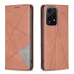 nincyee Honor 200 Lite 5G için Kapaklı Kılıf, Eşkenar Dörtgen Desenli Premium Deri Cüzdan Destek Çubuğu Manyetik Kapatma Kapağı Kahverengi