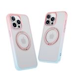 nincyee iPhone 12 Pro Max için Tampon Kılıf, Manyetik Cazibe Dönebilen Katlanır Halka Destek Çubuğu TPU + PC Kaplama Kılıf Pembe