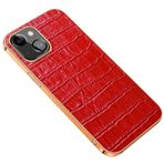 nincyee iPhone 13 için Hakiki Deri Kılıf, Lüks Timsah Desenli Gerçek Deri Tam Koruma Kaplama Tampon Kılıf Kırmızı