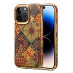 nincyee iPhone 15 Plus için Mantar Ahşap Kılıf, Bohem Tarzı Çiçek Dili Kaplama Tam Kapsama Koruması Çıkarılabilir Olmayan Kart Paketi ile Tampon Kapağı