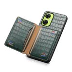 nincyee OnePlus Nord CE 3 Lite/N30 5G için kılıf, Klasik Timsah Desenli PU Deri Kılıf Manyetik Arka Kart Tutucu Kapak Gizleme Destek Çubuğu Yeşil
