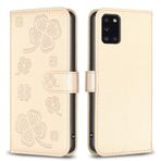 nincyee Samsung Galaxy A31 için Kılıf, Şanslı Yonca Desenli Premium Deri Cüzdan Destek Stantlı Kılıf Manyetik Tokalı Kapak Altın