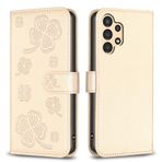 nincyee Samsung Galaxy A52/A52S 5G için Kılıf, Şanslı Yonca Desenli Premium Deri Cüzdan Destek Stantlı Kılıf Manyetik Tokalı Kapak Altın