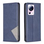 nincyee Xiaomi 13 Lite 5G/Civi 2 için Kapaklı Kılıf, Eşkenar Dörtgen Desenli Premium Deri Cüzdan Destek Çubuğu Manyetik Kapatma Kapağı Mavi