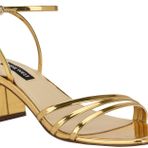 Nine West Kadın Embae Topuklu Sandalet, Bronz Ayna Metalik 750, 7