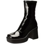 Nine West Kadın Gerri3 Tıknaz Blok Topuk Kare Ayak Bileği Platform Bot, Siyah Patent, 7.5