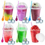 Ninehaoou 6 Takım 16 oz Yeniden Kullanılabilir Parlak Plastik Bardaklar Kubbe Kapaklı Çıkarılabilir Kaşık Pipetler Cadılar Bayramı Noel Şükran Günü Partisi Malzemeleri için Yeniden Kullanılabilir