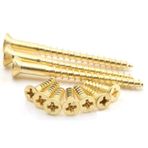 NINGVONG Pirinç kendinden diş açan vidalar, mobilya ağaç işleme vidaları, menteşeli boncuk dolapları, düz pirinç vidalar-3,5x16 mm/50