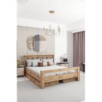 Ninnimo Arya Çift Kişilik 160x200 CM Yatak Uyumlu Çekmeceli Ceviz Karyola