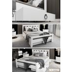 Ninnimo MAÇY-1 Arya Çift Kişilik 160x200 cm Yatak Uyumlu MDF Beyaz Çekmeceli Karyola