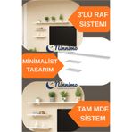 Ninnimo Marry 3'lü Beyaz Mdf Uçan Duvar Rafı Dekoratif TV Ünitesi Kitaplık