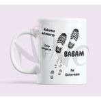 Nino Store Babalar Günü Hediyesi – "babamın Adımlarını Takip Ediyorum" Temalı Porselen Kupa | Çift Taraflı Baskı | 300 ml - Beyaz