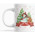 Nino Store Mutlu Yıllar Yazılı Kardan Adam Yılbaşı, Christmas Hediyelik Baskılı Kupa Bardak - 300 ml - Beyaz