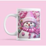 Nino Store Pembe Atkı Bereli Kardan Adam Yeni Yıl Yılbaşı Temalı Hediyelik Baskılı Kupa Bardak - 300 ml - Beyaz