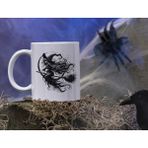 Nino Store Witch Süpürgeli Cadı Aya Karşı Happy Halloween Hediyelik Baskılı Kupa Bardak - 300 ml - Beyaz