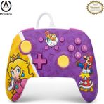Nintendo Switch Için Geliştirilmiş Kablolu Powera Controller – Princess Peach Battle, Gamepad, Oyun Kumandası, Kablolu Denetleyici, Resmi Lisanslı - Beyaz