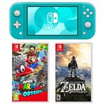 Nintendo Switch Lite Turkuaz + Super Mario Odyssey + The Legend Of Zelda Breath Wild