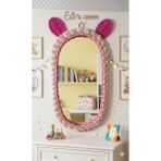 Niobe Home Rattan Bambu Çocuk Odası Pembe Kulaklı Boy Aynası
