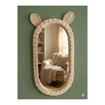 Niobehome 30x60 Rattan Bambu Çocuk Odası Kulaklı Boy Aynası