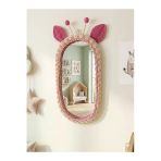 Niobehome Rattan Bambu El Örmesi Zürafa Model Pembe Boy Aynası