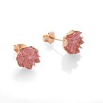 Nipora Pembe Zirkon Taşlı Lotus Çiçeği Tasarım 925 Ayar Gümüş Küpe