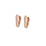 Nipora Starlight Diamond Zirkon Taşlı "v" Tasarım Rose Renk 925 Ayar Gümüş Küpe
