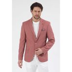 Nipoye Erkek Pembe Poliviskon Kumaşlı Tam Astar Mono Yaka Slim Fit Spor Blazer Ceket Pembe 62