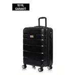 NIPPON Kabin Boy Polikarbon Valiz, 56x35x20 cm, TSA Kilit, 360° Tekerlek, Siyah, 10 Yıl Garantili