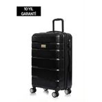 NIPPON Orta Boy Polikarbon Valiz, 68x40x26cm, TSA Kilit, 360° Tekerlek, Siyah