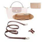 Nircho Longchamp Mini için Çanta Düzenleyici Ek Parçası ve Kayışı, Katlanır Çok Cepli Keçe Çanta Düzenleyici Ekleme, Yumruksuz Ayarlanabilir Toka Kayışı, Küçük Bez Çanta Düzenleyici ve Longchamp için Kayış