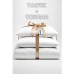 Niron Çift Kişilik Yorgan + 2 Adet Yastık Seti – 195x215 Cm 4 Mevsim Mikrofiber Konfor Beyaz