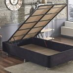 Niron Ela 120x200 cm Silinebilir Soho Kumaş Tek Kişilik Sandıklı Siyah Kumaş Baza