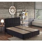 Niron Ela 140x190 cm Silinebilir Soho Kumaş Çift Kişilik Siyah Kumaş Baza Ve Başlığı