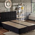 Niron Ela 150x200 cm Silinebilir Soho Kumaş Çift Kişilik Siyah Kumaş Baza Ve Başlığı