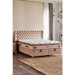 Niron Elegance Lüks Yatak Baza Ve Başlık Seti 200x200 Cm Çift Kişilik Paket Yaylı Yumuşak Yatak Baza Başlık Takımı