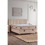 Niron Hades Yatak Baza Ve Başlık Seti 160x200 Cm Çift Kişilik Paket Yaylı Lüks Yatak Krem Baza Başlık