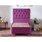 Niron Purple Baza ve Başlık Seti - 80x200 cm Tek Kişilik Sandıklı Mor Kumaş Baza ve Başlığı - 80 x 200 cm