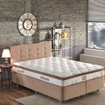 Niron Queen Çift Kişilik Pedli Yatak Baza Başlık Seti 180x200 Ortopedik Yatak Kumaş Baza ve Başlık