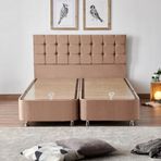 Niron Rama 150x200 cm Soho Kumaş Çift Kişilik Sütlü Kahve Kumaş Baza ve Başlığı