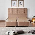 Niron Rama 150x200 cm Soho Kumaş Çift Kişilik Sütlü Kahve Kumaş Baza ve Başlığı