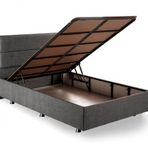 Niron Silver Baza ve Başlık Seti 120x200 cm Tek Kişilik Kaydırmaz Kumaşlı Gri Keten Baza ve Başlığı