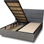 Niron Silver Baza ve Başlık Seti 180x200 cm Çift Kişilik Kaydırmaz Kumaşlı Gri Keten Baza ve Başlığı