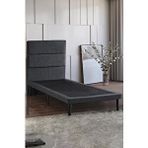 Niron Slim Baza Ve Başlık Takımı 80x180 Tek Kişilik Gri Kumaş Kaplı Metal Karyola Ve Başlık Seti Antrasit