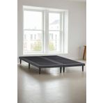 Niron Slim Karyola 140X200 Cift Kisilik Baza, Metal Iskeletli Yuksek Ayakli Koyu Gri Keten Kumasli