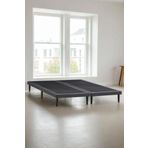Niron Slim Karyola 180X200 Cift Kisilik Baza, Metal Iskeletli Yuksek Ayakli Koyu Gri Keten Kumasli