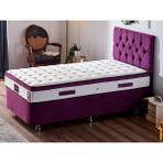 Niron Violet Yatak Seti 80x200 cm Tek Kişilik Yatak Baza Başlık Takımı - Orta Sert Yatak Mor Baza ve Başlığı - 80 x 200 cm