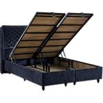 Niron Yatak Baklava Lüks Baza ve Başlık Seti 140X190 cm Çift Kişilik Metal Baza ve Başlık Takımı Antrasit Kumaş - 140 x 190 cm