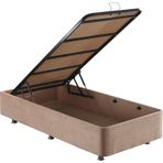 Niron Yatak Ela 100x200 cm Silinebilir Soho Kumaş Tek Kişilik Sandıklı Sütlü Kahve Kumaş Baza