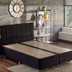 Niron Yatak Ela 140x190 cm Çift Kişilik Siyah Silinebilir Soho Kumaş Baza ve Başlık Seti